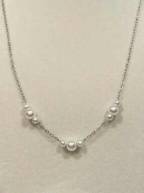 Jasmine Lane Silver Tone Necklace with Pearl Accents 18" with Extender NWOT